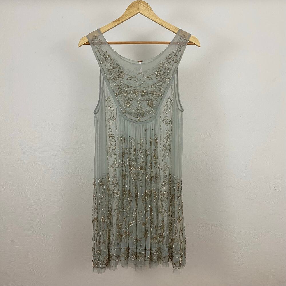 Free People Evie Embellished Slip - Seafoam Combo - Size XS